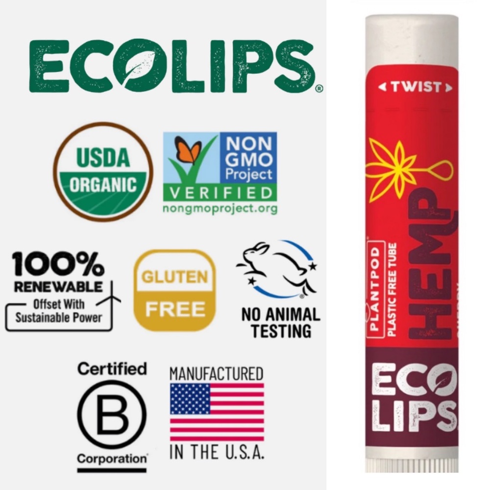 ECOLIPS H E M P Cherry Organic Plant Pod Lip Balm
